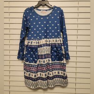Pete & Lucy Blue and White Heart Pattern Kids Dress Size 6X